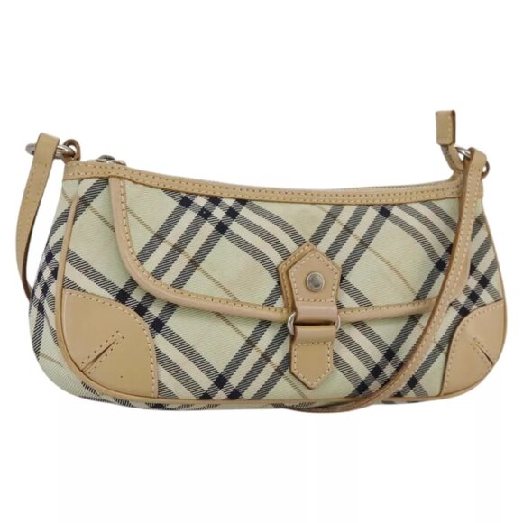BURBERRY Nova Check Blue Label Shoulder Bag Canvas Peppermint Auth - Picture 1 of 16